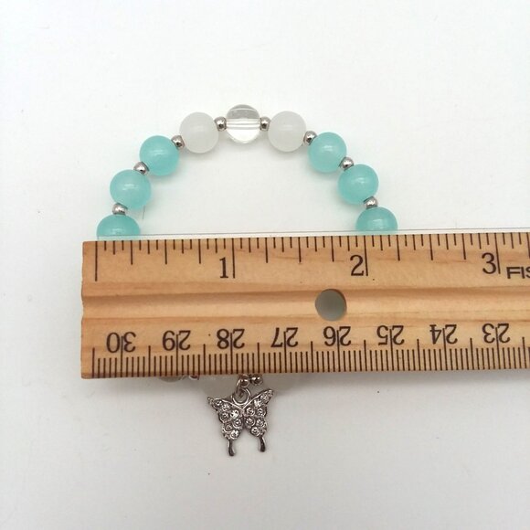 Butterfly Charm Bracelet Stainless Metal Beads Boho Dangle Stretchy Trendy Fun - Picture 3 of 3